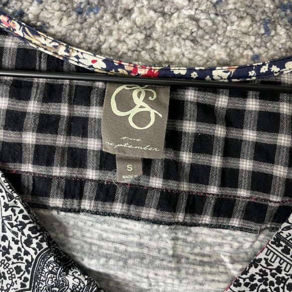 Cassandra Topp Shirt Womens Small Plaid‎ Boho Patchwork Sleeveless Mixed Print - Picture 4 of 6